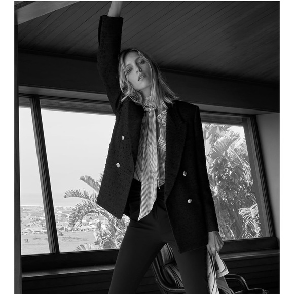 ZARA Textured Weave Double Breasted Jacket - Picture 2 of 7